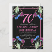 Thistle Scottish 70 th Birthday Lila Floral Einladung (Vorderseite)