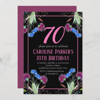 Thistle Scottish 70 th Birthday Lila Floral Einladung