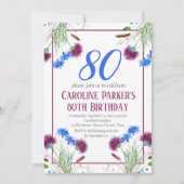 Thistle Scottish 80 th Birthday Lila Floral Einladung (Vorderseite)
