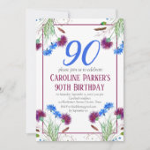 Thistle Scottish 90th Birthday Lila Floral Einladung (Vorderseite)