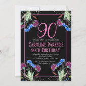 Thistle Scottish 90th Birthday Lila Floral Einladung (Vorderseite)