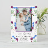 Thistle Scottish Elegant Modernes Foto Save The Date (Stehend Vorderseite)