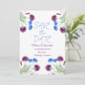 Thistle Scottish Floral Blume Rustic Wedding Einladung (Stehend Vorderseite)