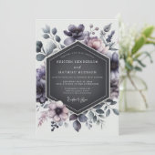 Thistle Shadowy Flora Wedding Einladung (Stehend Vorderseite)
