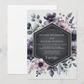 Thistle Shadowy Flora Wedding Einladung (Vorne/Hinten)