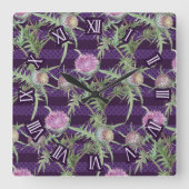 Thistle violet flowers quadratische wanduhr (Vorderseite)