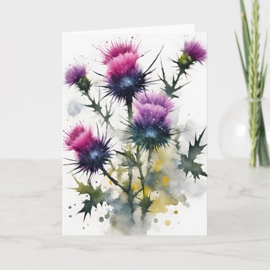 Thistle - Watercolor flowers Karte (Vorderseite)