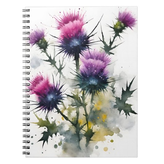 Thistle - Watercolor flowers Notizblock (Vorderseite)