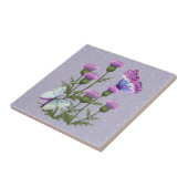 Thistles und Schmetterlinge auf Mauve Fliese (Seite)