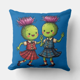 Thistles Wearing Plaid Dancing Scottish Ceilidh Kissen