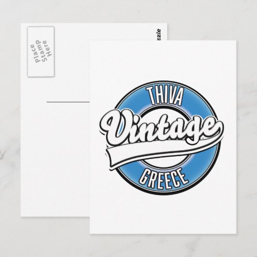 Thiva Griechenland Vintage-Logo Postkarte (Vorne/Hinten)