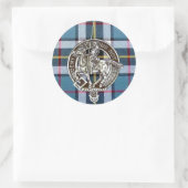 Thom(p)son Clan Wappen auf Kleid blau Tartan Runder Aufkleber (Tasche)