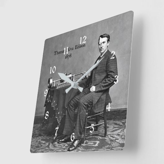 Thomas Alva Edison, 1878 Quadratische Wanduhr (Winkel)