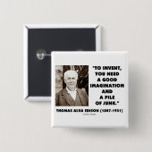 Thomas Alva Edison, zum des Fantasie-Stapels des Button (Vorne & Hinten)
