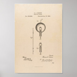 Thomas Alvas Edison Glühlampe-Patentanfrage Poster