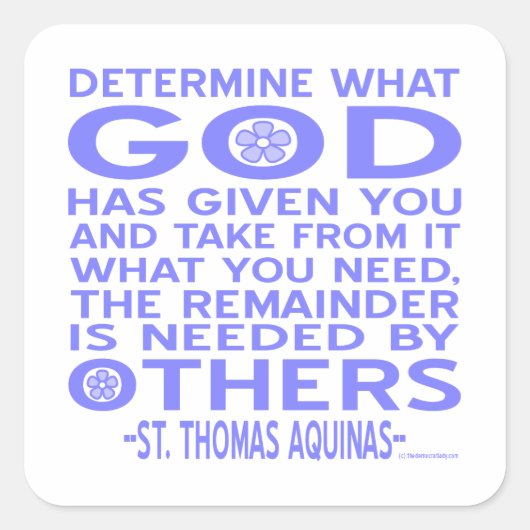 Thomas Aquinas God Give Light Blue Quadratischer Aufkleber (Vorderseite)