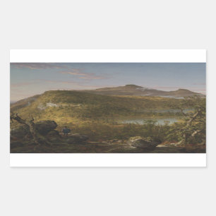 Thomas Cole - Blick auf die beiden Seen und Berge Rechteckiger Aufkleber