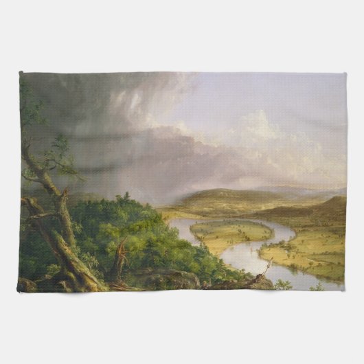 Thomas Cole der Oxbow Der Connecticut-Fluss Geschirrtuch (Horizontal)