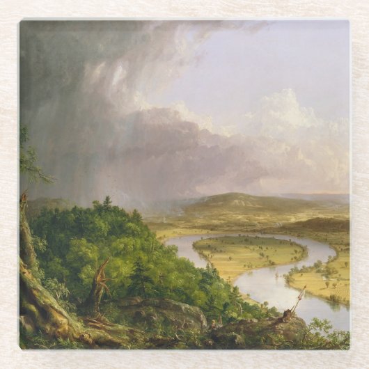 Thomas Cole der Oxbow Der Connecticut-Fluss Glasuntersetzer (Vorderseite)