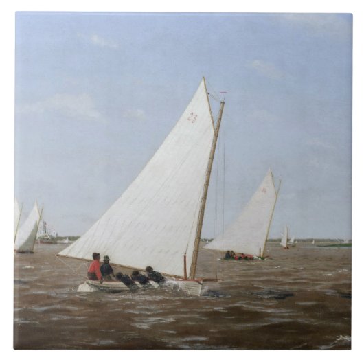 Thomas Eakins - Sailboats Racing auf dem Delaware Fliese (Vorderseite)