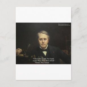 Thomas Edison "10.000 Ways" Zitate von Weisheit Postkarte