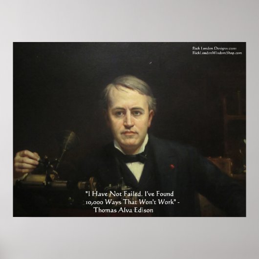 Thomas Edison "10.000 Wege" Weisheit Zitat Poster (Vorne)