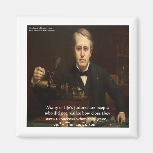Thomas Edison "B4 Success" Zitat von Weisheit Gesc Magnet (Vorne)