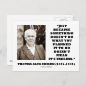 Thomas Edison Gemein sein nutzloses Zitat nicht Postkarte (Vorne/Hinten)