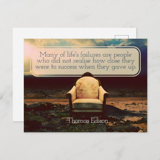 Thomas Edison Inspirational Zitat "Failures" Postkarte (Vorne/Hinten)