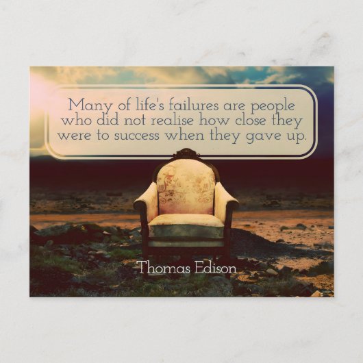 Thomas Edison Inspirational Zitat "Failures" Postkarte (Vorderseite)