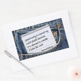 Thomas Edison Inspirational Zitat "Gelegenheit" Rechteckiger Aufkleber