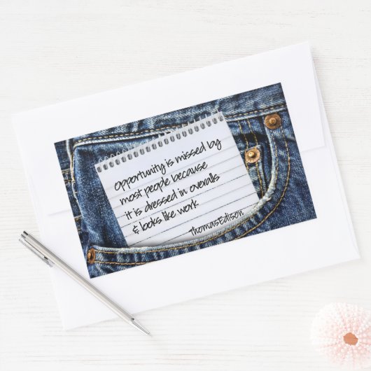 Thomas Edison Inspirational Zitat "Gelegenheit" Rechteckiger Aufkleber (Umschlag)