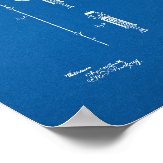 Thomas Edison Light Bulb Patent - Blueprint Poster (Ecke)