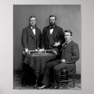 Thomas Edison mit seinem Phonograph Poster