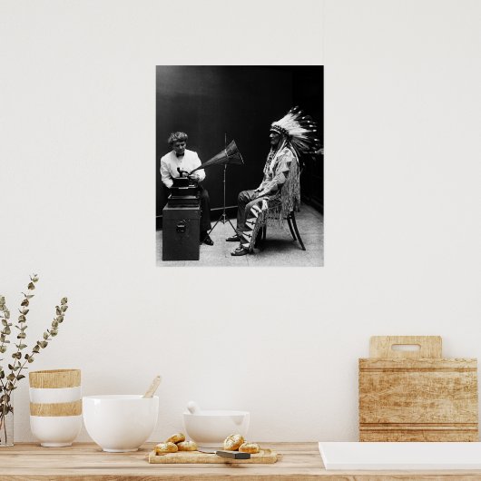 Thomas Edison Phonograph Recording Native American Poster (Küche)
