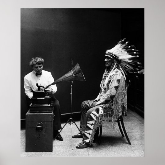 Thomas Edison Phonograph Recording Native American Poster (Vorne)