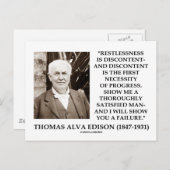 Thomas Edison Restless Disease Progress Postkarte (Vorne/Hinten)