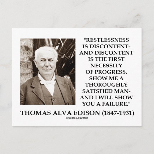 Thomas Edison Restless Disease Progress Postkarte (Vorderseite)