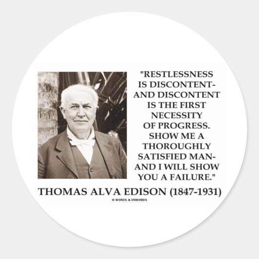 Thomas Edison Restless Disease Progress Runder Aufkleber (Vorderseite)