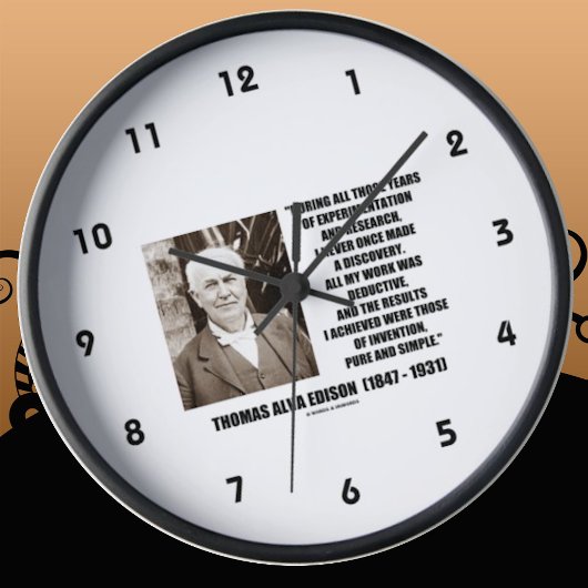 Thomas Edison Results Invention Pure Simple Quote Runde Wanduhr