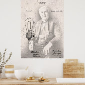 THOMAS EDISON und sein BERÜHMTES LAMP PATENT Poster (Küche)
