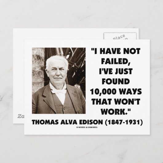 Thomas Edison Versagte nicht 10.000 Wege, wie man Postkarte (Vorne/Hinten)