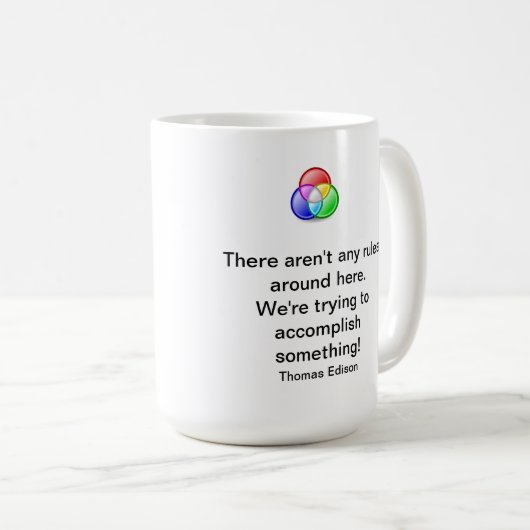 Thomas Edison Zitat Kaffeetasse (VorderseiteRechts)