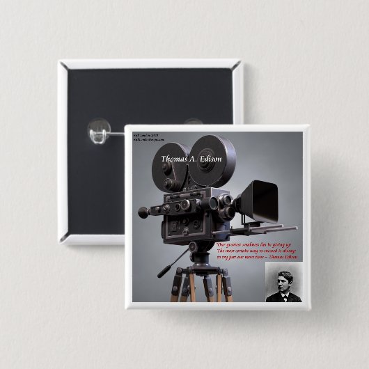 Thomas Edison Zitat "One More Time" Button (Vorne & Hinten)