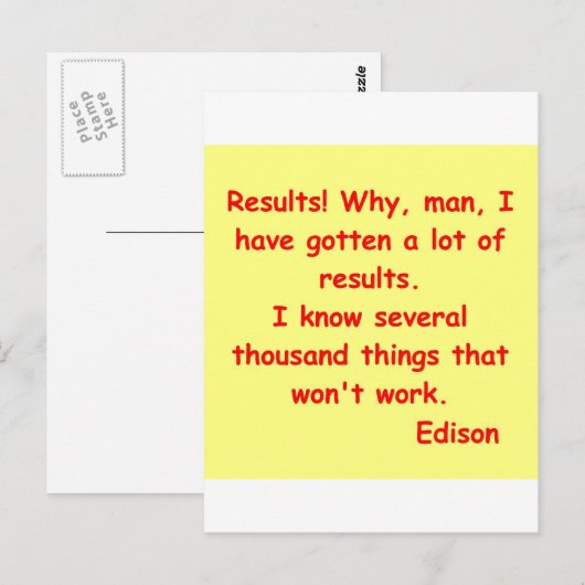 Thomas Edison Zitat Postkarte (Vorne/Hinten)