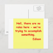 Thomas Edison Zitat Postkarte (Vorne/Hinten)