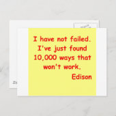 Thomas Edison Zitat Postkarte (Vorne/Hinten)