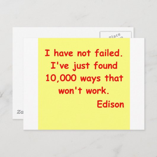 Thomas Edison Zitat Postkarte (Vorne/Hinten)