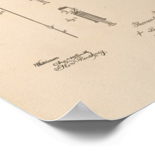 Thomas Edisons Bewerbung um das Light Bulb-Patent Poster (Ecke)