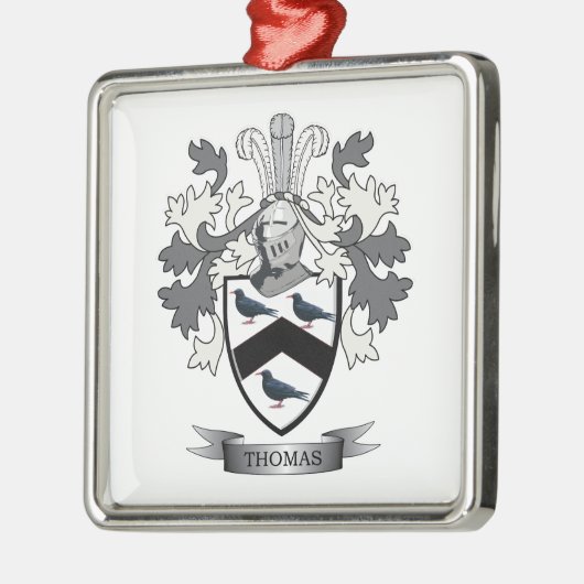 Thomas-Familienwappen Silbernes Ornament (Links)